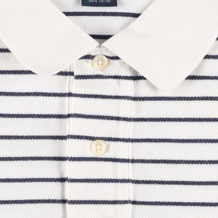 Ralph Lauren POLO by Ralph Lauren short sleeve striped polo shirt, men's XL size cotton white type Vintage Second Hand