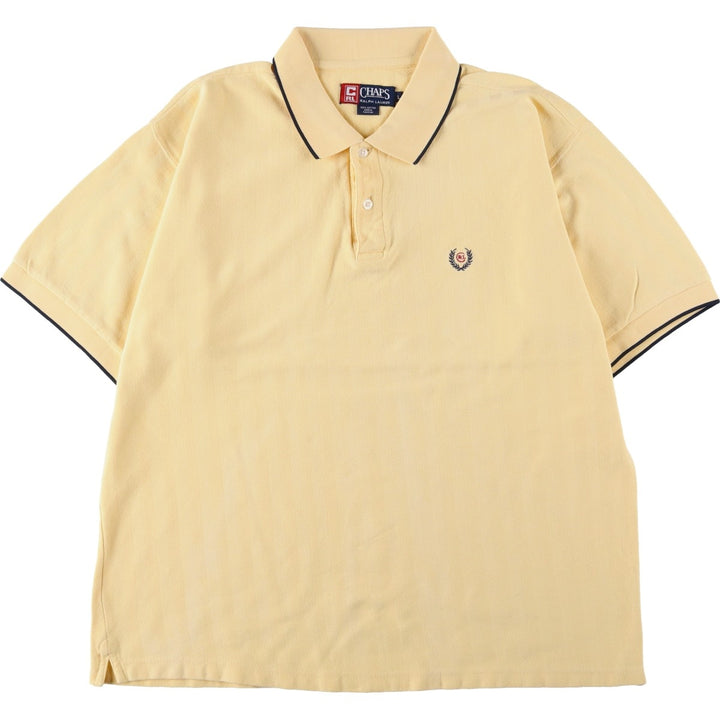 Ralph Lauren CHAPS Herringbone Short-Sleeve Polo Shirt, Men's Size L (approx.) cotton yellow type Vintage Second Hand