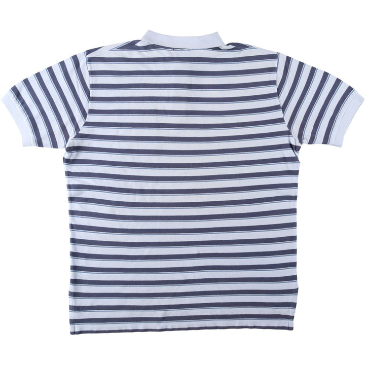 Ralph Lauren POLO by Ralph Lauren short sleeve striped polo shirt, men's XL size cotton Blue type light blue Vintage Second Hand