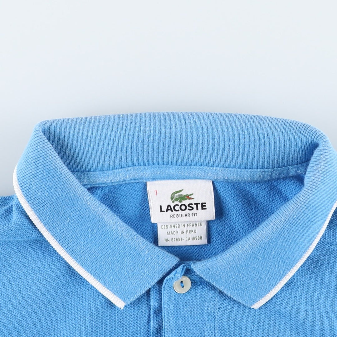 Lacoste LACOSTE French design short sleeve polo shirt No. 7 Men's XXL equivalent cotton Blue type light blue Vintage Second Hand