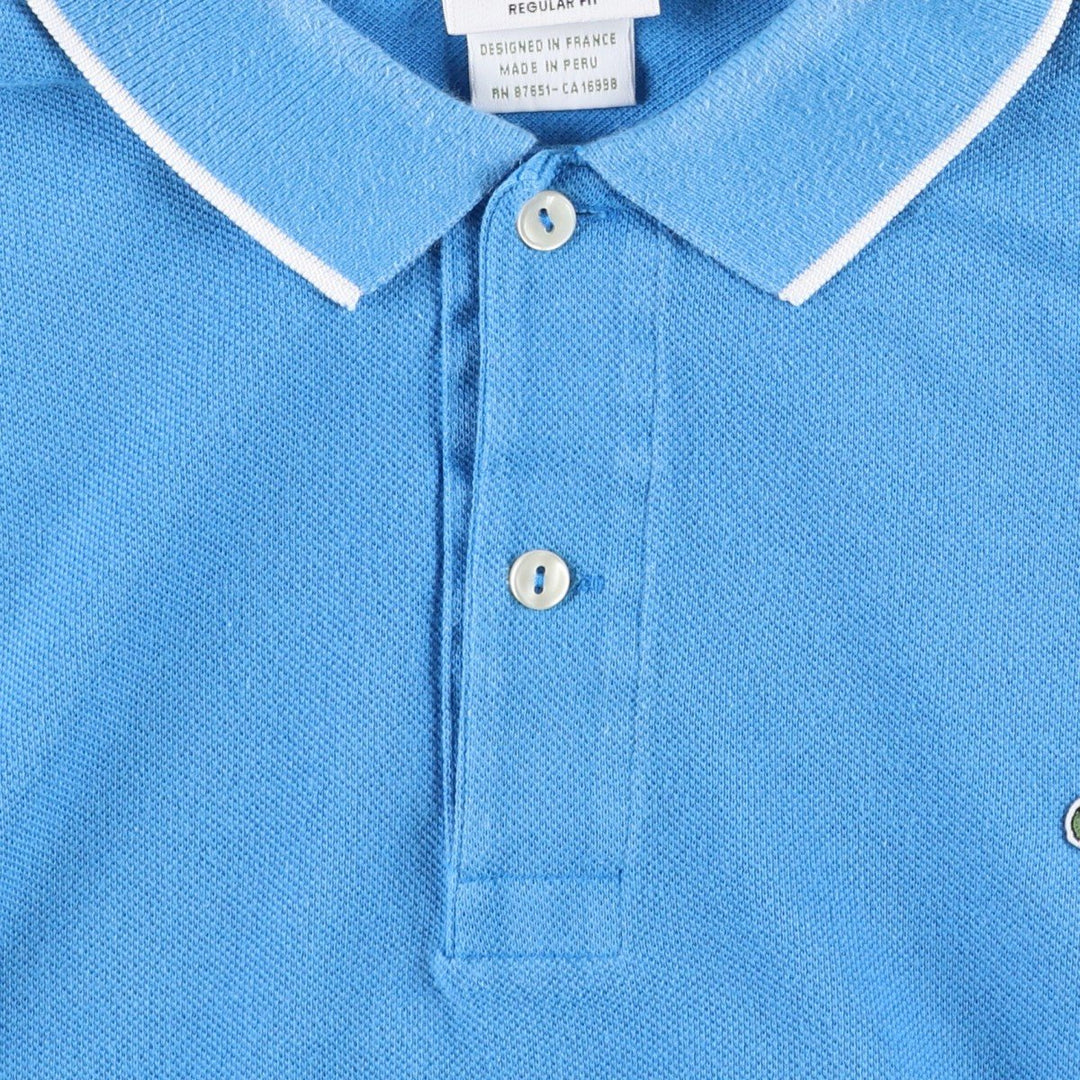 Lacoste LACOSTE French design short sleeve polo shirt No. 7 Men's XXL equivalent cotton Blue type light blue Vintage Second Hand
