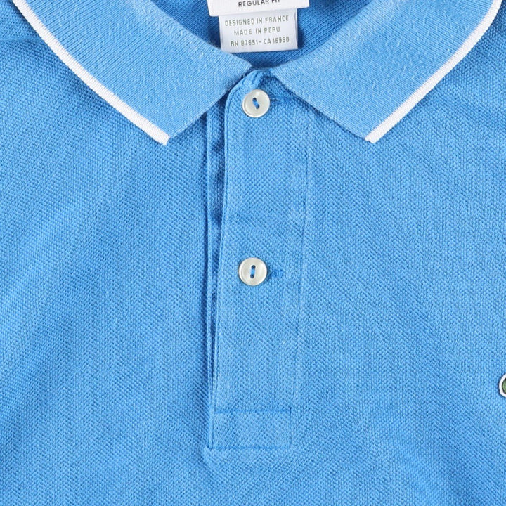 Lacoste LACOSTE French design short sleeve polo shirt No. 7 Men's XXL equivalent cotton Blue type light blue Vintage Second Hand