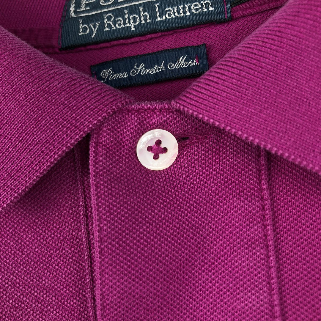 Ralph Lauren POLO by Ralph Lauren Pima Stretch Mesh CUSTOM FIT Short-Sleeve Polo Shirt, Men's Size L (approx.) Pima Cotton purple type Vintage Second Hand