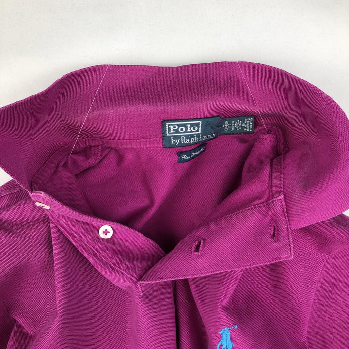 Ralph Lauren POLO by Ralph Lauren Pima Stretch Mesh CUSTOM FIT Short-Sleeve Polo Shirt, Men's Size L (approx.) Pima Cotton purple type Vintage Second Hand