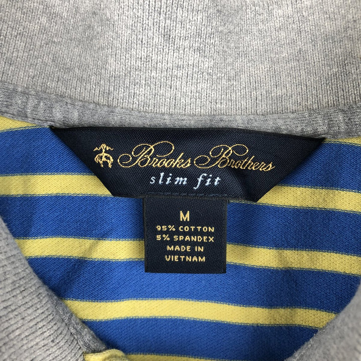 Brooks Brothers slim fit short-sleeved striped polo shirt, men's size M (approx.) cotton blue type Vintage Second Hand