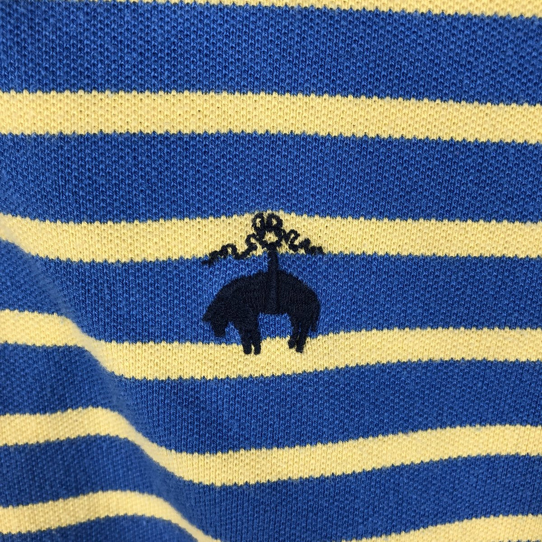 Brooks Brothers slim fit short-sleeved striped polo shirt, men's size M (approx.) cotton blue type Vintage Second Hand