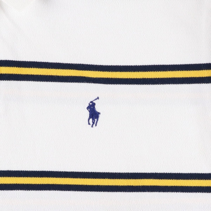 Ralph Lauren POLO by Ralph Lauren short sleeve striped polo shirt, men's XL size cotton white type Vintage Second Hand