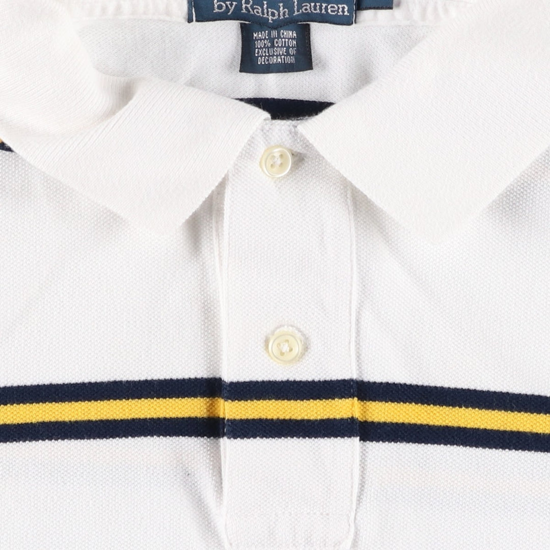 Ralph Lauren POLO by Ralph Lauren short sleeve striped polo shirt, men's XL size cotton white type Vintage Second Hand