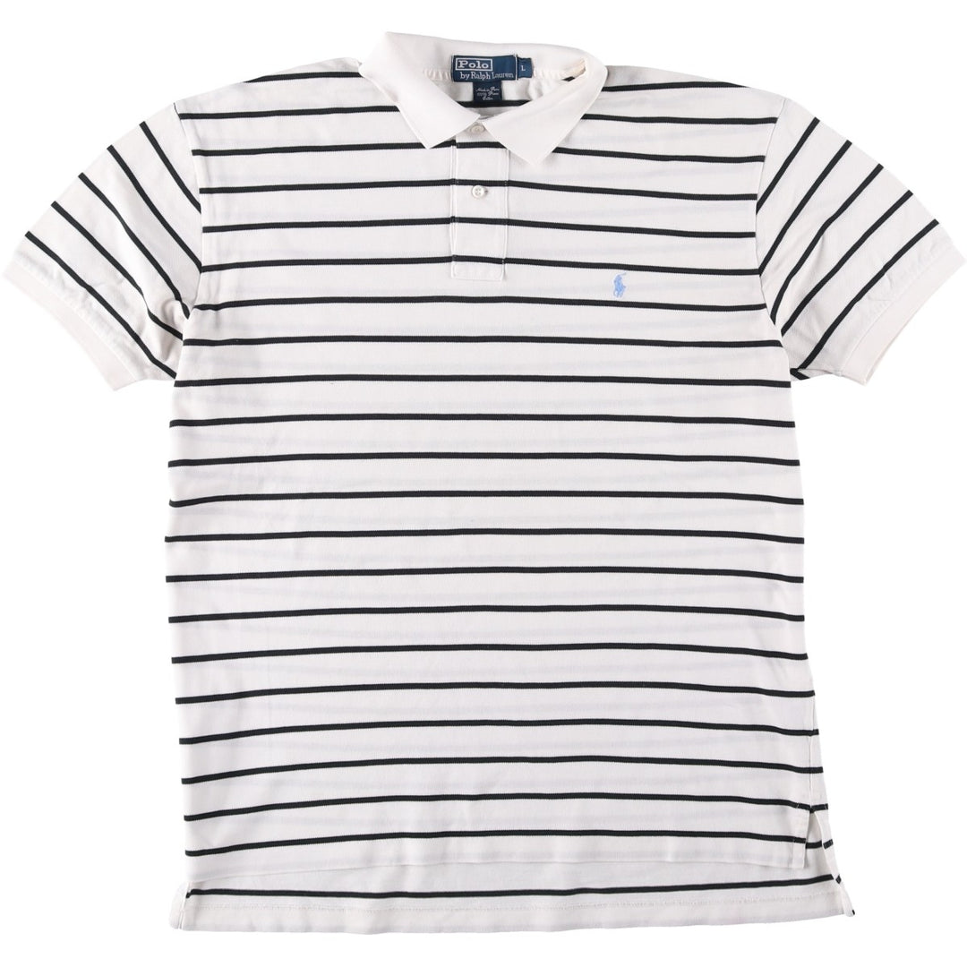 Ralph Lauren POLO by Ralph Lauren short sleeve striped polo shirt, men's size L Pima Cotton white type Vintage Second Hand
