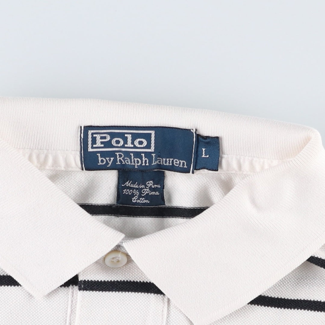 Ralph Lauren POLO by Ralph Lauren short sleeve striped polo shirt, men's size L Pima Cotton white type Vintage Second Hand