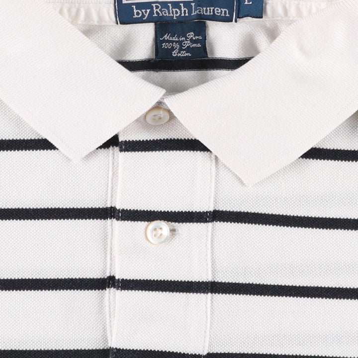 Ralph Lauren POLO by Ralph Lauren short sleeve striped polo shirt, men's size L Pima Cotton white type Vintage Second Hand