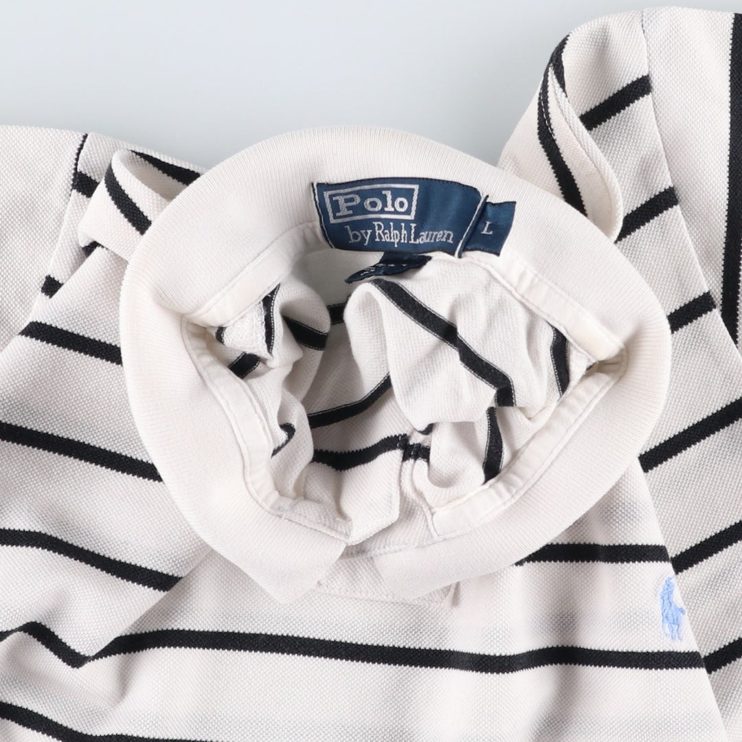 Ralph Lauren POLO by Ralph Lauren short sleeve striped polo shirt, men's size L Pima Cotton white type Vintage Second Hand