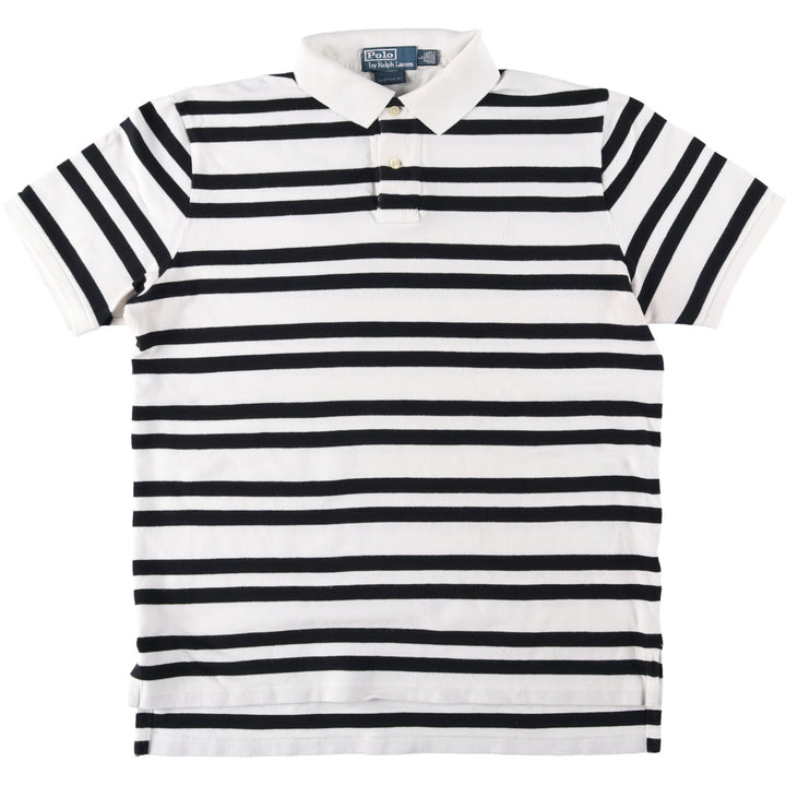 Ralph Lauren POLO by Ralph Lauren CUSTOM FIT short sleeve striped polo shirt men's size L cotton white type Vintage Second Hand