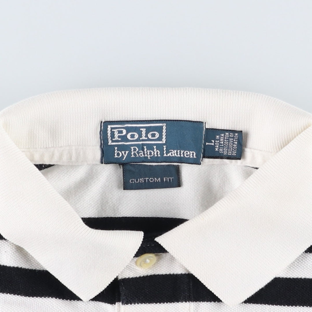 Ralph Lauren POLO by Ralph Lauren CUSTOM FIT short sleeve striped polo shirt men's size L cotton white type Vintage Second Hand