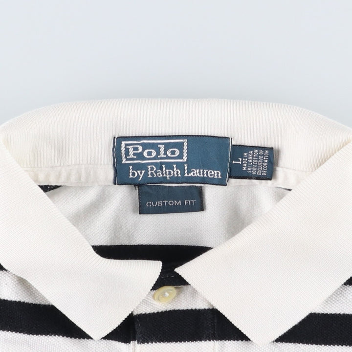 Ralph Lauren POLO by Ralph Lauren CUSTOM FIT short sleeve striped polo shirt men's size L cotton white type Vintage Second Hand