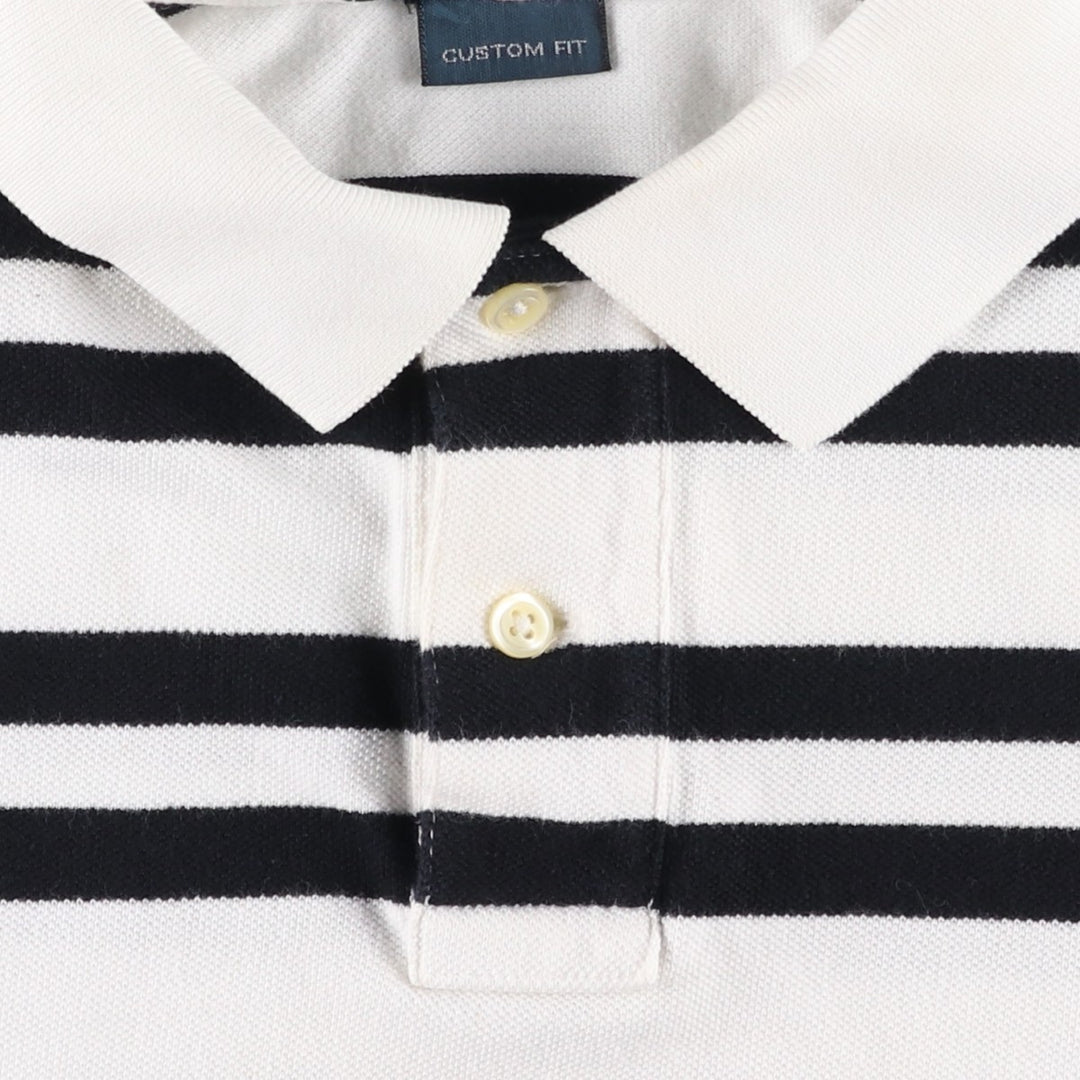 Ralph Lauren POLO by Ralph Lauren CUSTOM FIT short sleeve striped polo shirt men's size L cotton white type Vintage Second Hand