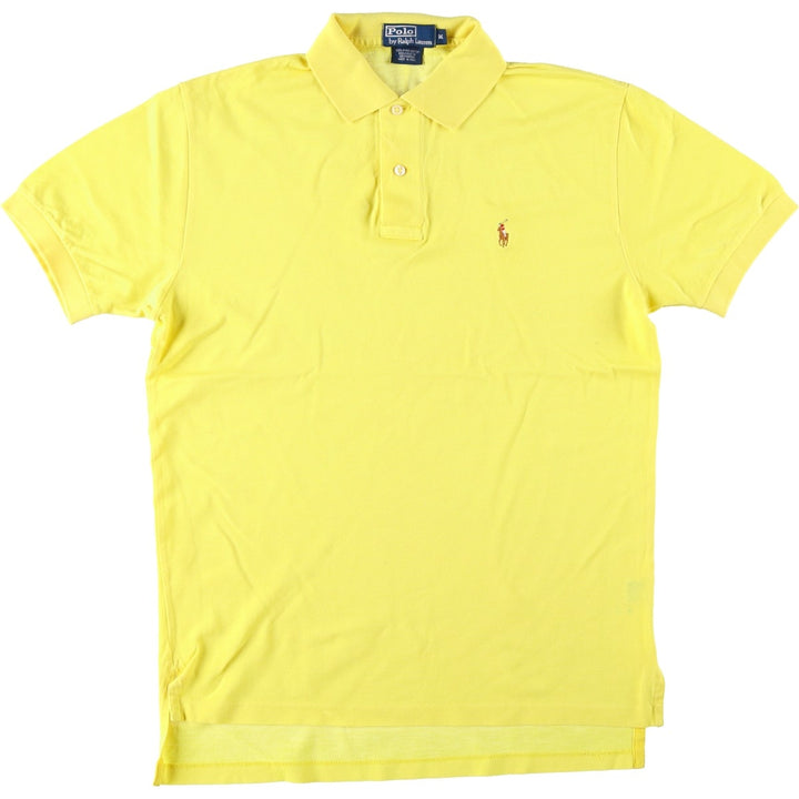 Ralph Lauren POLO by Ralph Lauren short sleeve polo shirt, men's size M Pima Cotton lemon yellow Vintage Second Hand