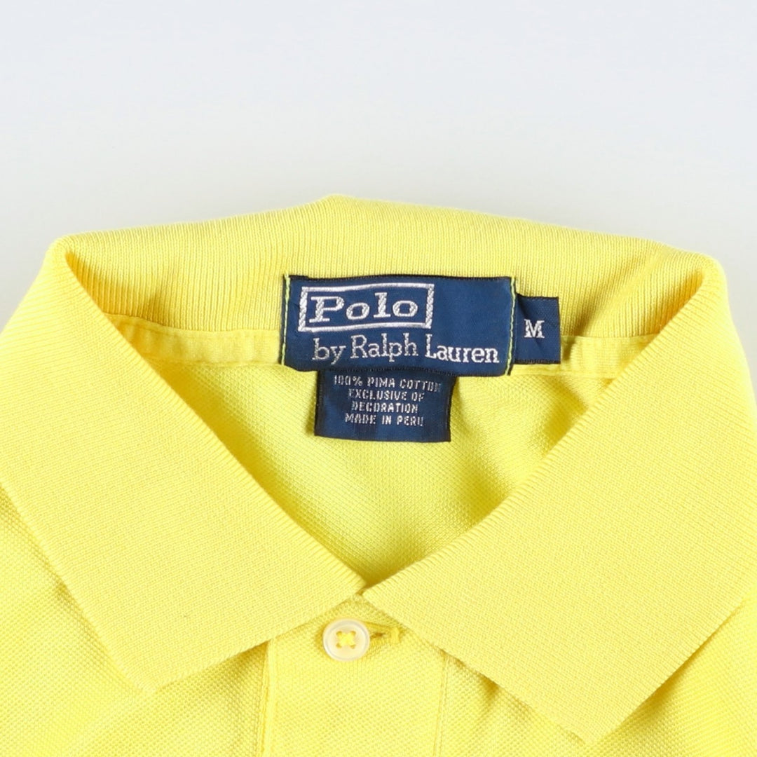 Ralph Lauren POLO by Ralph Lauren short sleeve polo shirt, men's size M Pima Cotton lemon yellow Vintage Second Hand