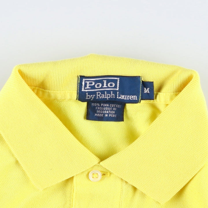 Ralph Lauren POLO by Ralph Lauren short sleeve polo shirt, men's size M Pima Cotton lemon yellow Vintage Second Hand