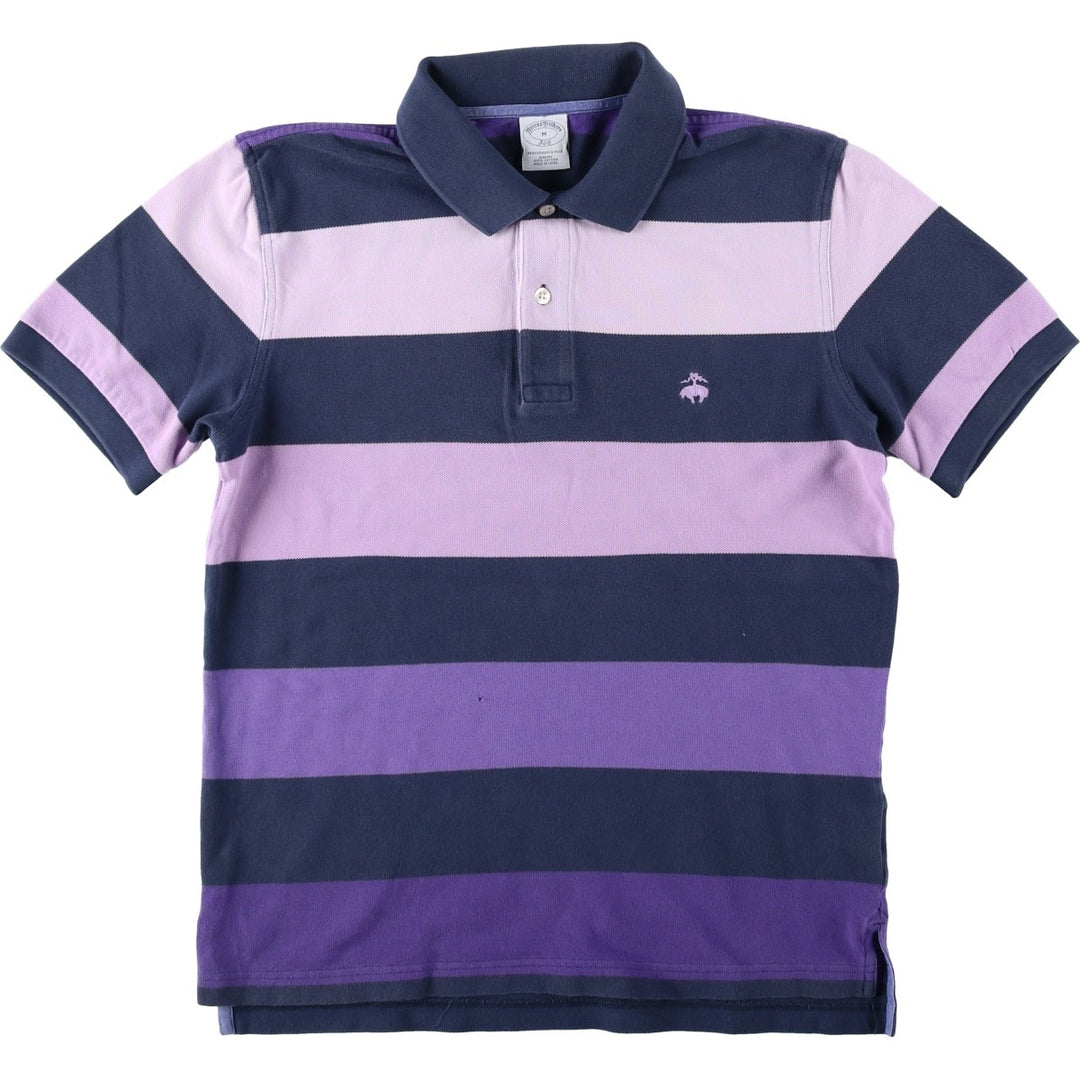 Brooks Brothers 346 Multi-Stripe Short-Sleeve Polo Shirt, Men's Size M (approx.) cotton navy blue type Vintage Second Hand