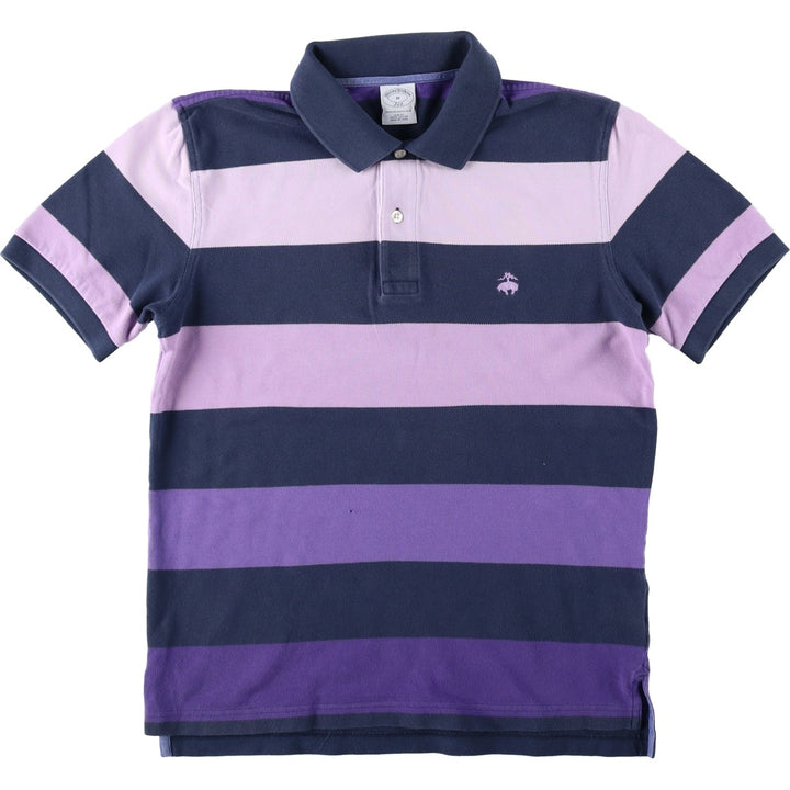 Brooks Brothers 346 Multi-Stripe Short-Sleeve Polo Shirt, Men's Size M (approx.) cotton navy blue type Vintage Second Hand