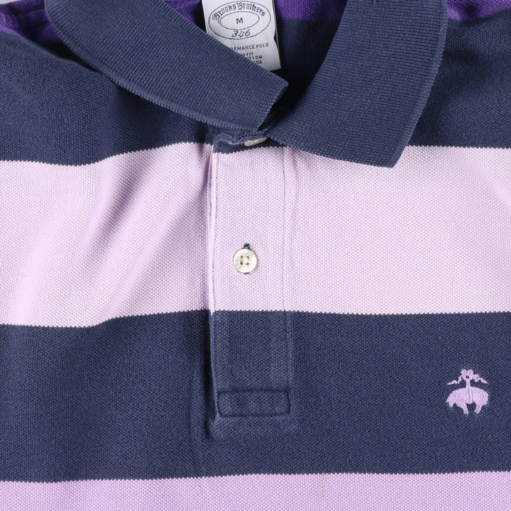Brooks Brothers 346 Multi-Stripe Short-Sleeve Polo Shirt, Men's Size M (approx.) cotton navy blue type Vintage Second Hand