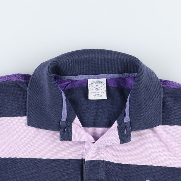 Brooks Brothers 346 Multi-Stripe Short-Sleeve Polo Shirt, Men's Size M (approx.) cotton navy blue type Vintage Second Hand