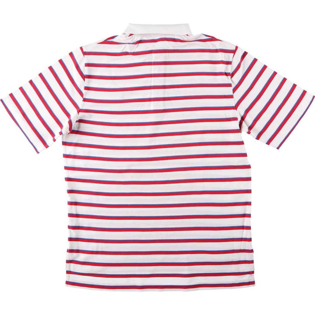 Ralph Lauren POLO GOLF Multi-border short sleeve striped polo shirt, men's size M Pima Cotton white type Vintage Second Hand