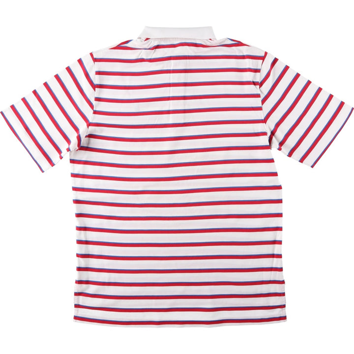 Ralph Lauren POLO GOLF Multi-border short sleeve striped polo shirt, men's size M Pima Cotton white type Vintage Second Hand