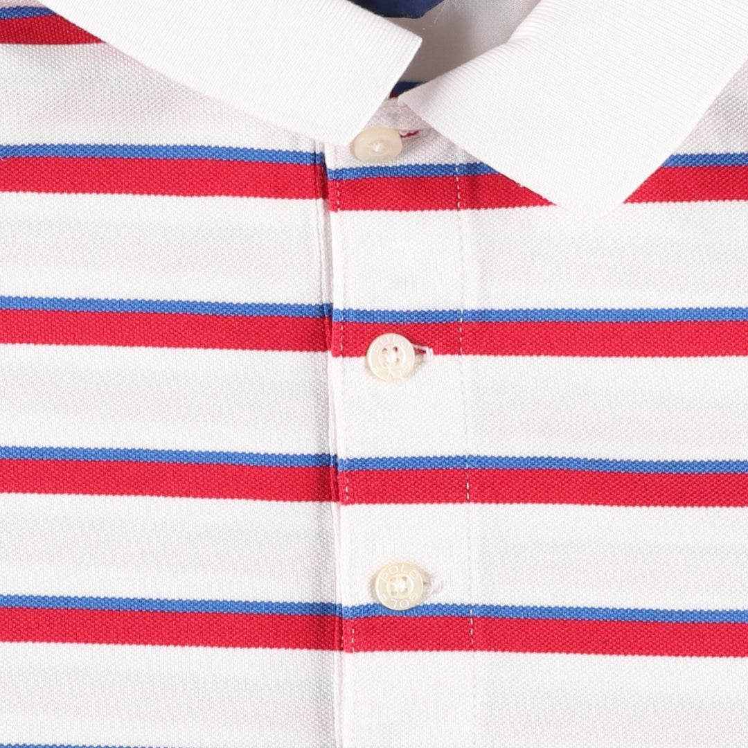 Ralph Lauren POLO GOLF Multi-border short sleeve striped polo shirt, men's size M Pima Cotton white type Vintage Second Hand