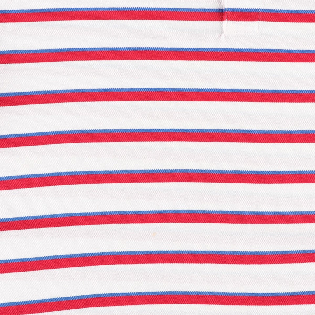 Ralph Lauren POLO GOLF Multi-border short sleeve striped polo shirt, men's size M Pima Cotton white type Vintage Second Hand