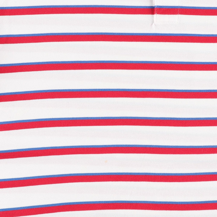 Ralph Lauren POLO GOLF Multi-border short sleeve striped polo shirt, men's size M Pima Cotton white type Vintage Second Hand