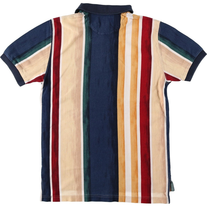 Ralph Lauren CHAPS Multi-stripe Short-Sleeve Striped Polo Shirt, Men's Size S (approx.) cotton beige type brown Vintage Second Hand