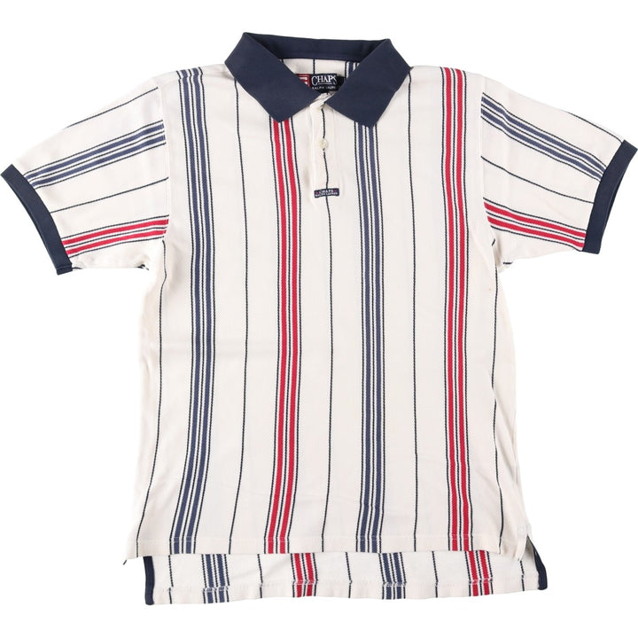 Ralph Lauren CHAPS Multi-stripe Short-Sleeve Striped Polo Shirt, Men's Size S (approx.) cotton white type Vintage Second Hand