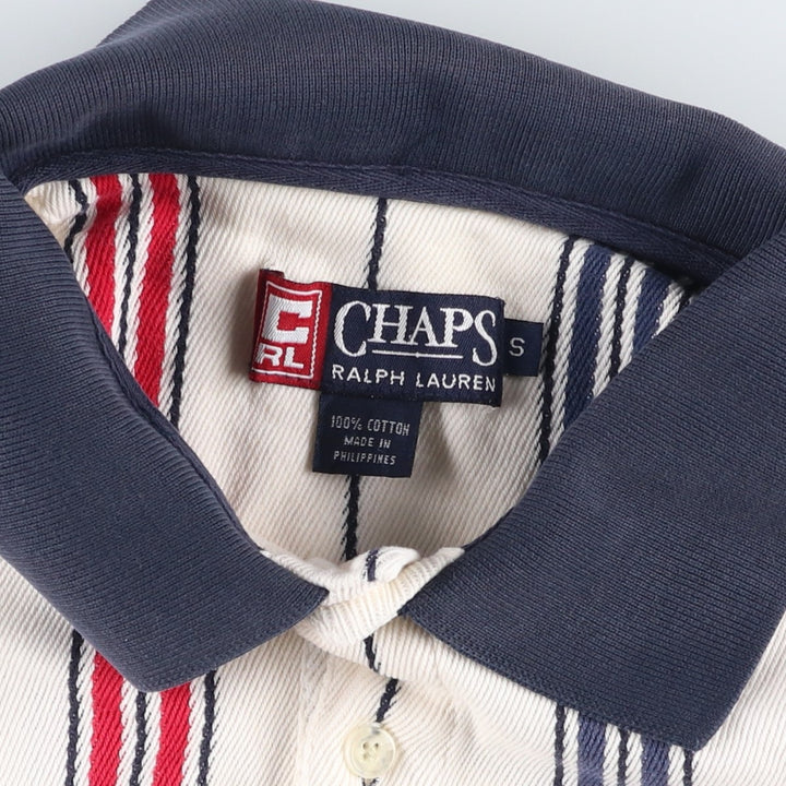 Ralph Lauren CHAPS Multi-stripe Short-Sleeve Striped Polo Shirt, Men's Size S (approx.) cotton white type Vintage Second Hand