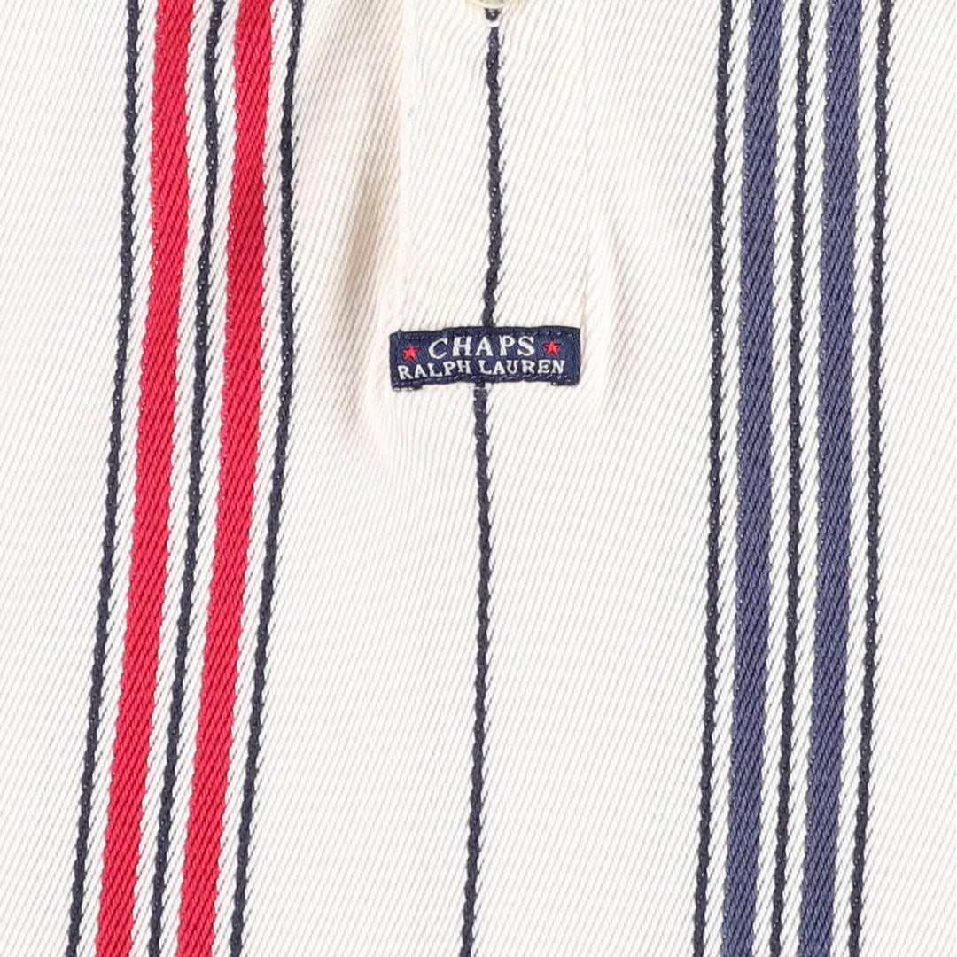 Ralph Lauren CHAPS Multi-stripe Short-Sleeve Striped Polo Shirt, Men's Size S (approx.) cotton white type Vintage Second Hand