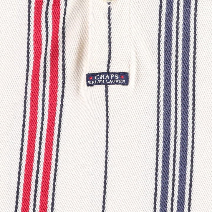 Ralph Lauren CHAPS Multi-stripe Short-Sleeve Striped Polo Shirt, Men's Size S (approx.) cotton white type Vintage Second Hand