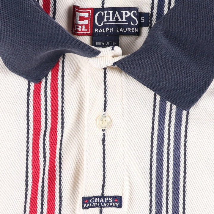 Ralph Lauren CHAPS Multi-stripe Short-Sleeve Striped Polo Shirt, Men's Size S (approx.) cotton white type Vintage Second Hand