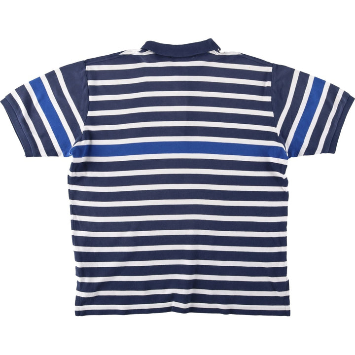 Ralph Lauren POLO GOLF Multi-border short sleeve striped polo shirt, men's size L cotton navy blue type Vintage Second Hand