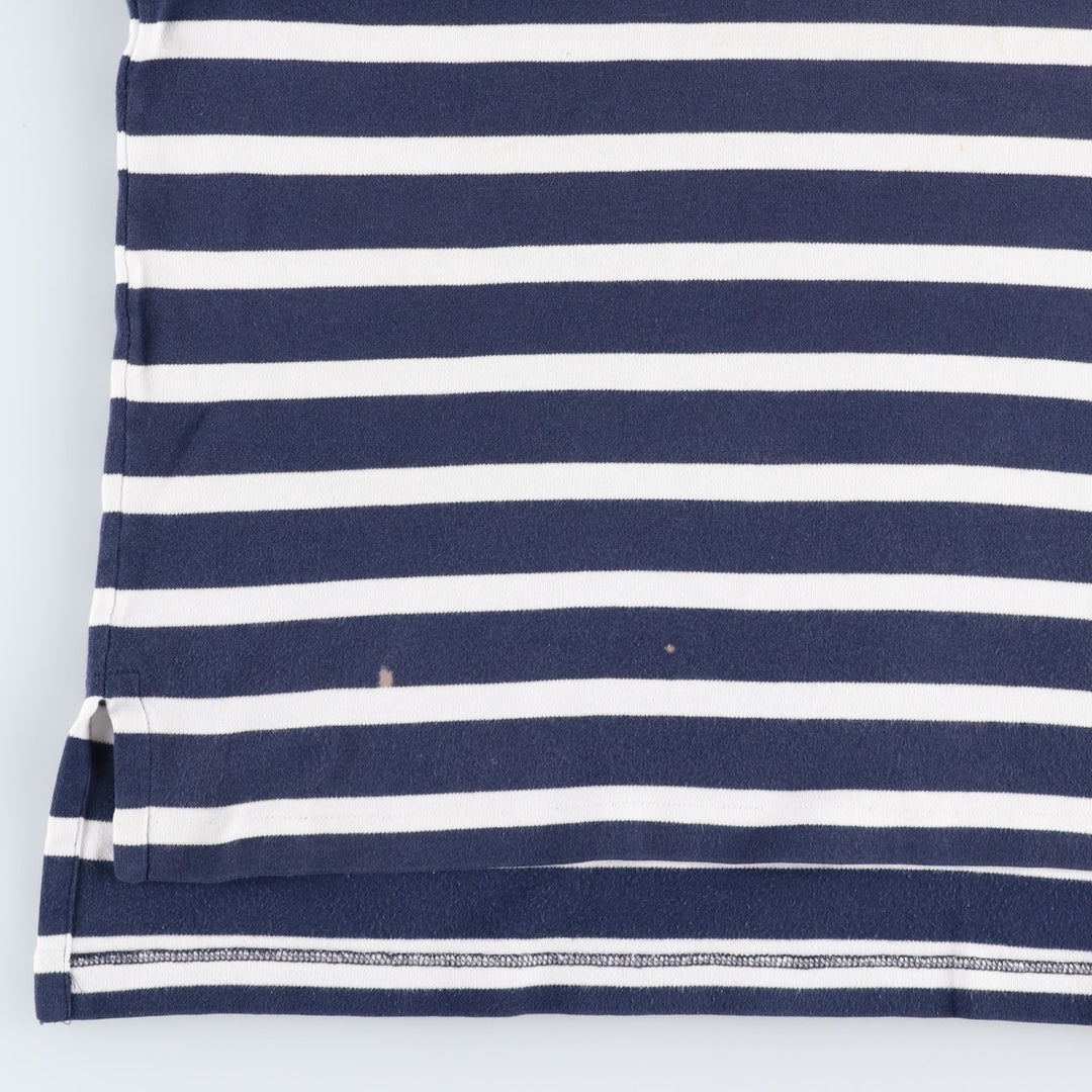 Ralph Lauren POLO GOLF Multi-border short sleeve striped polo shirt, men's size L cotton navy blue type Vintage Second Hand