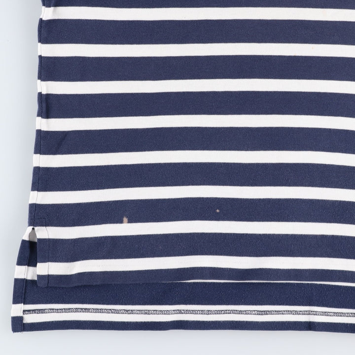 Ralph Lauren POLO GOLF Multi-border short sleeve striped polo shirt, men's size L cotton navy blue type Vintage Second Hand