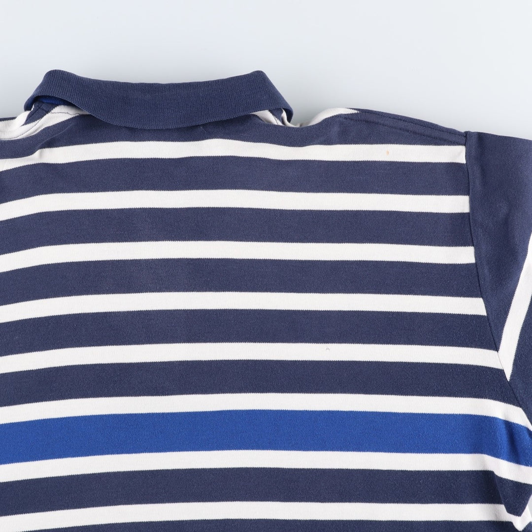 Ralph Lauren POLO GOLF Multi-border short sleeve striped polo shirt, men's size L cotton navy blue type Vintage Second Hand