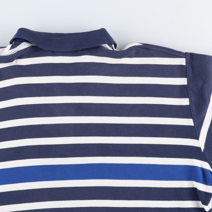 Ralph Lauren POLO GOLF Multi-border short sleeve striped polo shirt, men's size L cotton navy blue type Vintage Second Hand