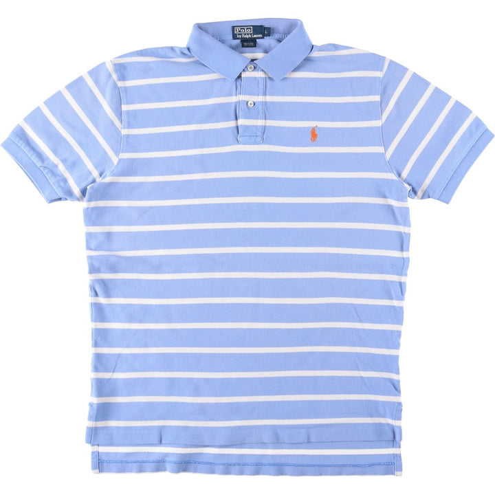 Ralph Lauren POLO by Ralph Lauren short sleeve striped polo shirt, men's size L cotton Blue type light blue Vintage Second Hand