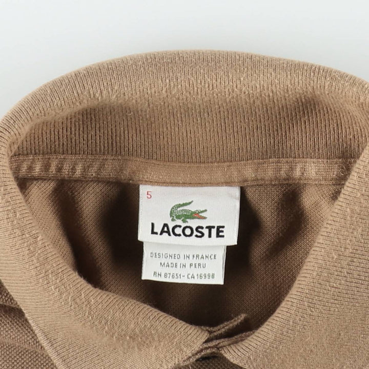 Lacoste LACOSTE French design short sleeve polo shirt size 5, men's L size cotton beige type brown Vintage Second Hand