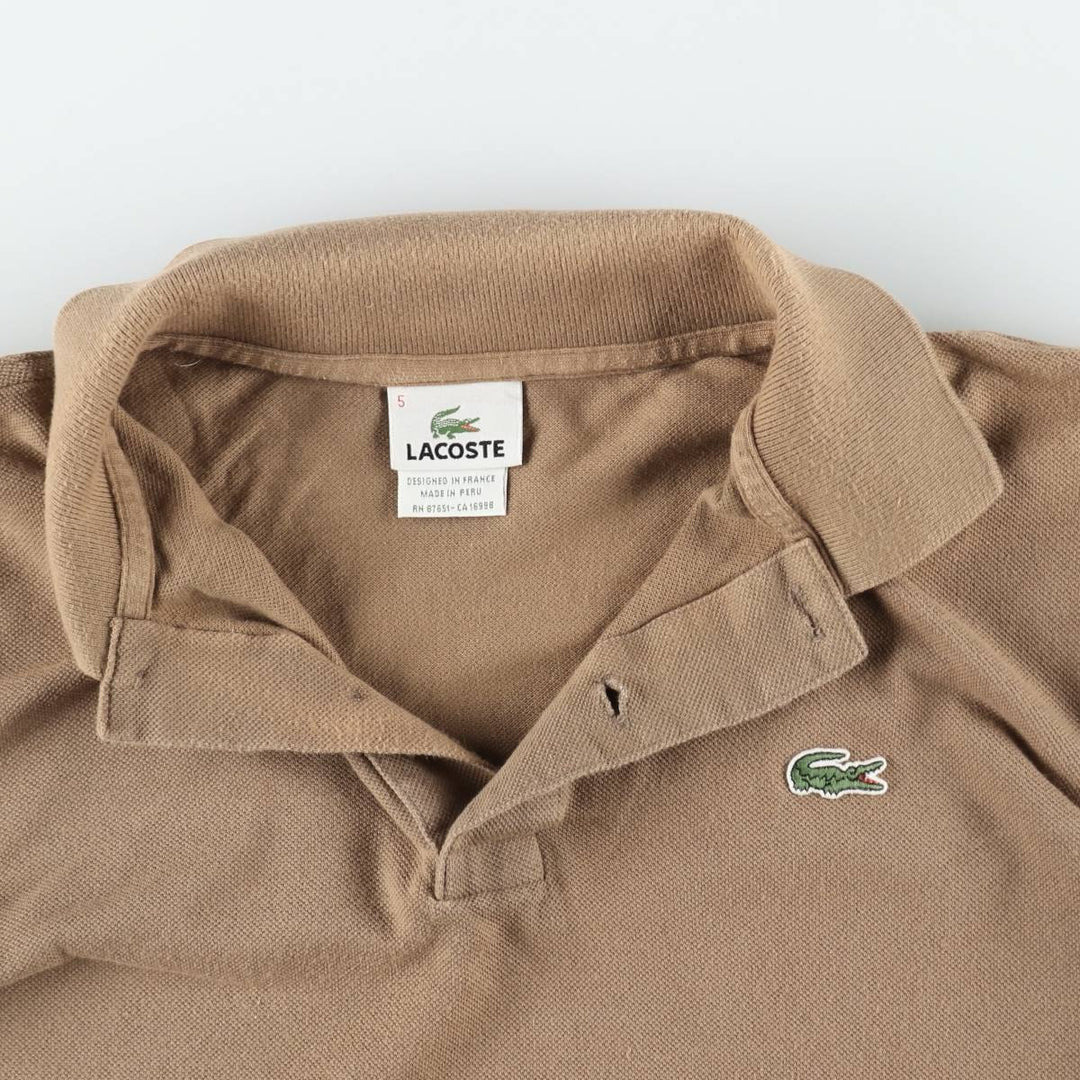Lacoste LACOSTE French design short sleeve polo shirt size 5, men's L size cotton beige type brown Vintage Second Hand
