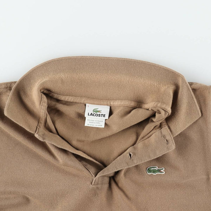 Lacoste LACOSTE French design short sleeve polo shirt size 5, men's L size cotton beige type brown Vintage Second Hand