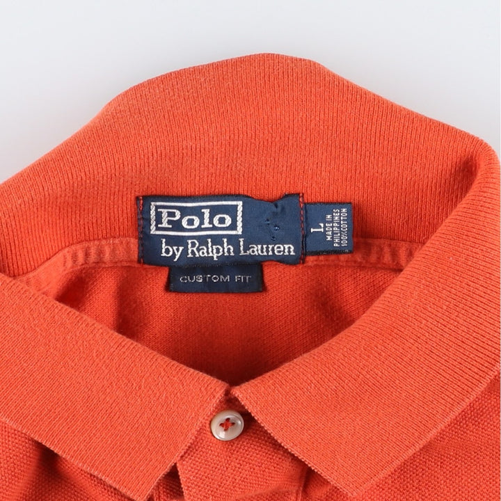 Ralph Lauren POLO by Ralph Lauren CUSTOM FIT short sleeve polo shirt, men's size L cotton orange type Vintage Second Hand