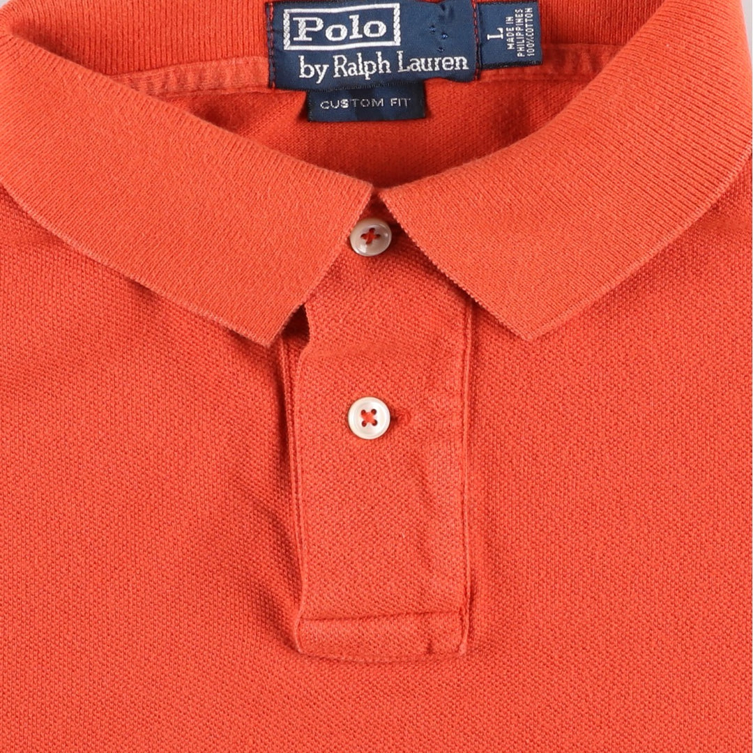 Ralph Lauren POLO by Ralph Lauren CUSTOM FIT short sleeve polo shirt, men's size L cotton orange type Vintage Second Hand