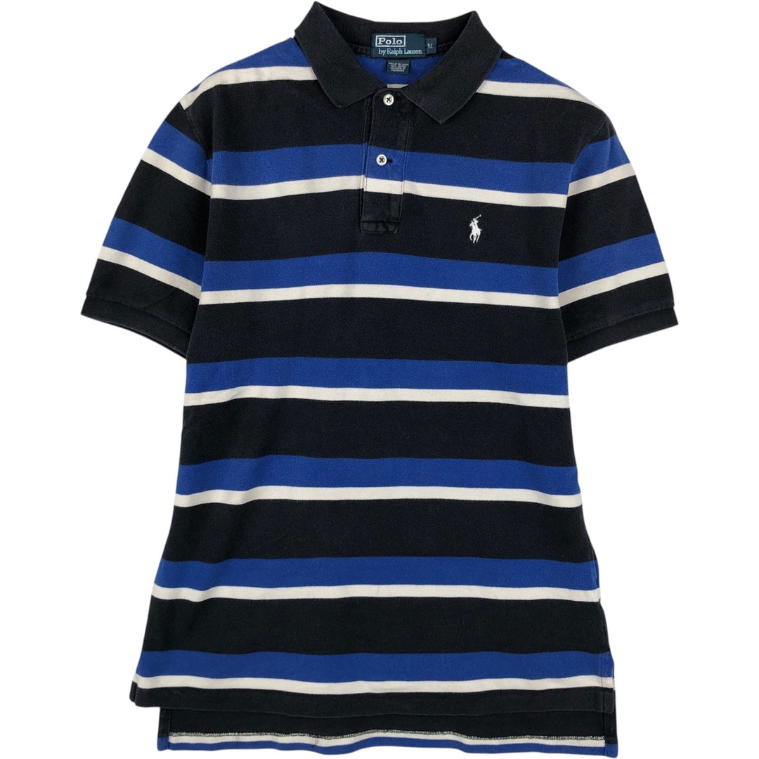 Ralph Lauren POLO by Ralph Lauren Multi-border short sleeve striped polo shirt Men's M size cotton navy blue type Vintage Second Hand